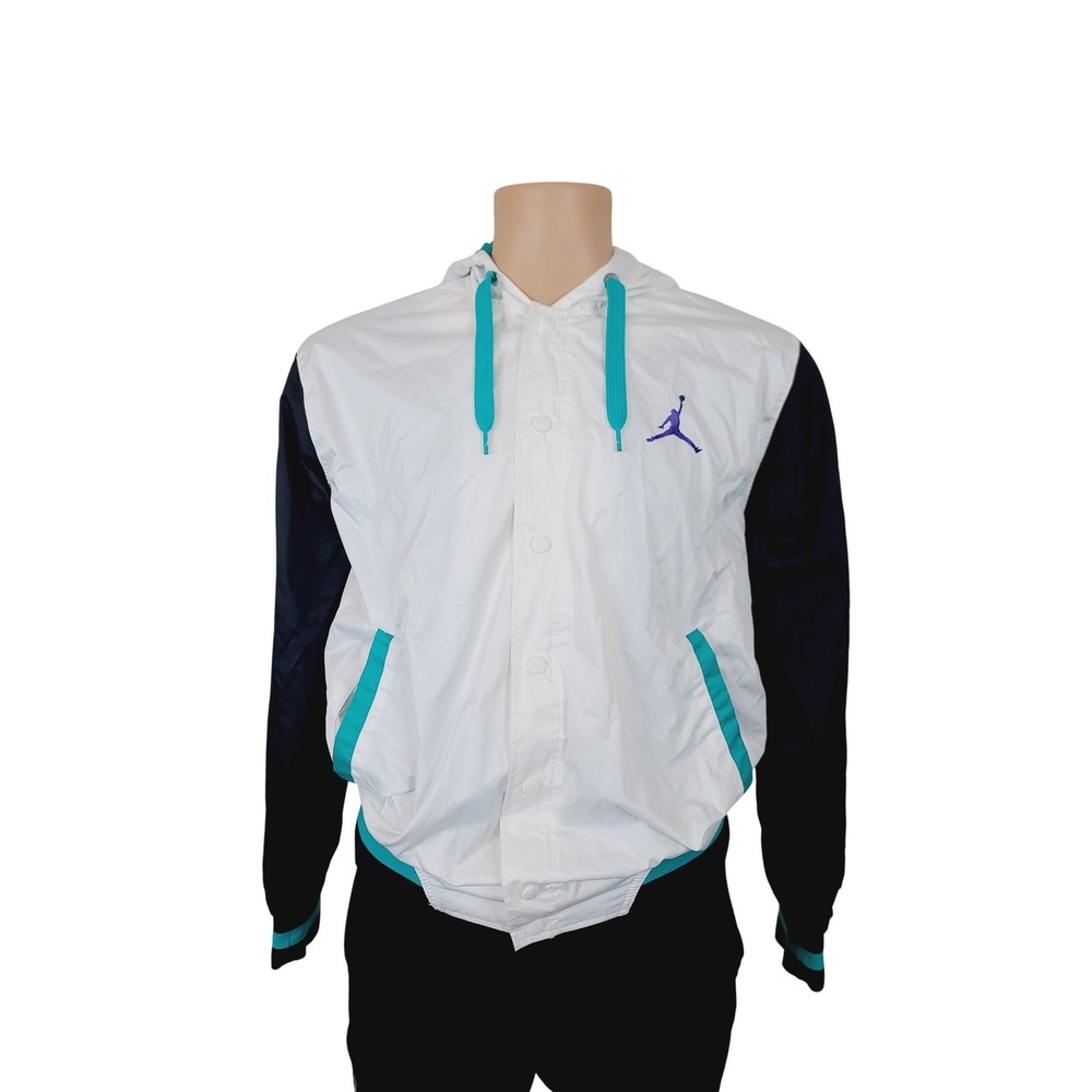 Jordan‎ vintage Casual Sportswear Windbreaker Jacket Size L Men's White, Teal